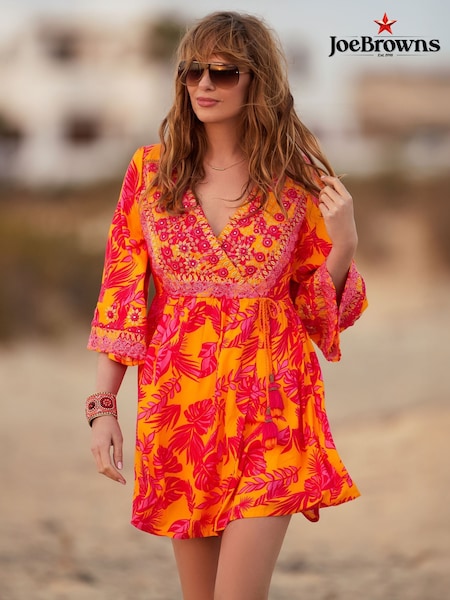 Joe Browns Orange Embroidered Neckline Vibrant Print Tunic (H25750) | 3,605 UAH