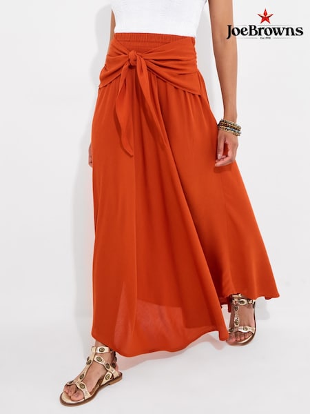 Joe Browns Orange Tie Front Crinkle Maxi Skirt (H25758) | ₪251