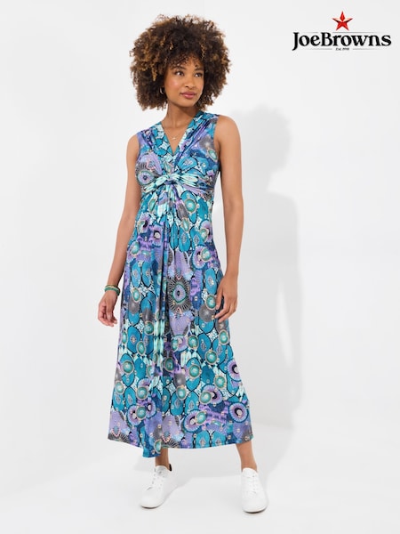 Joe Browns Blue Sleeveless Twist Front Printed Jersey Maxi Dress (H25770) | €82
