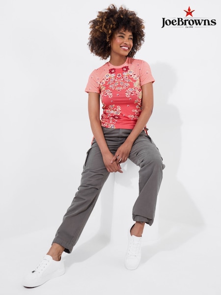 Joe Browns Orange Floral Print Rouched Jersey Top (H25781) | R$ 395