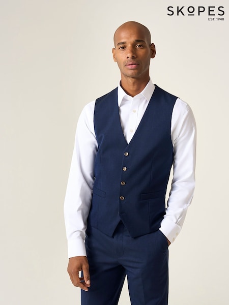 Skopes Blue Tailored Fit Caspian Single Breasted Stretch Look Suit Waistcoat (H25794) | €60