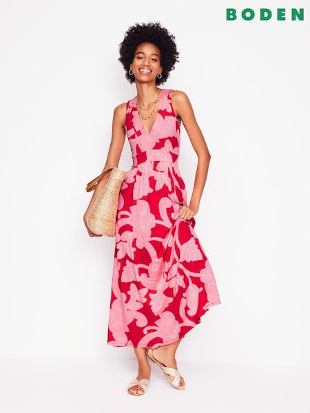 Boden Pink Bolt Olympia Jersey Maxi Dress (H25845) | €125