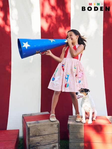 Boden Red Zadie Appliqué Back 100% Cotton Dress (H25896) | €64 - €74