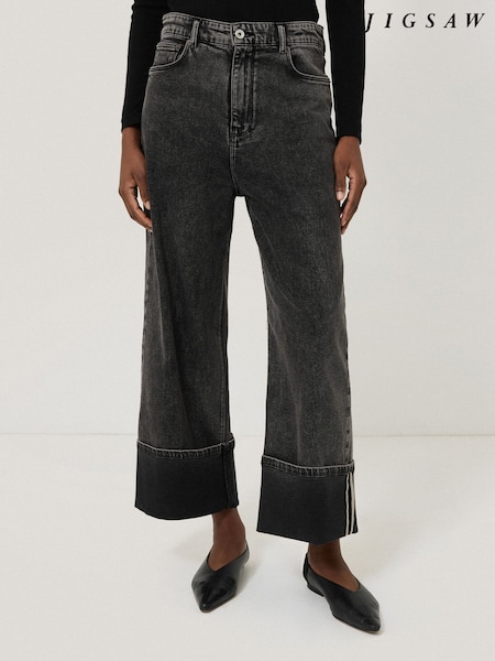 Jigsaw Black Blair Turn Up Jeans (H25939) | AED641