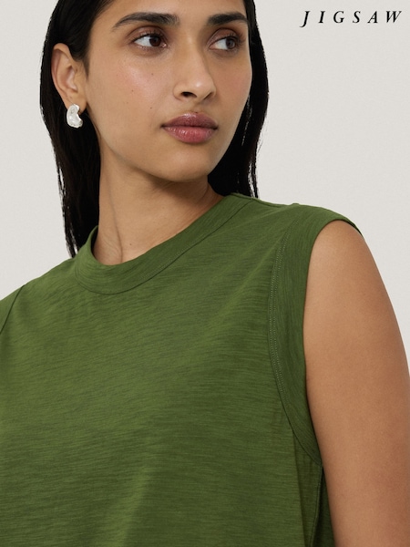 Jigsaw Green 100% Cotton Slub Tank Top (H25940) | AED227