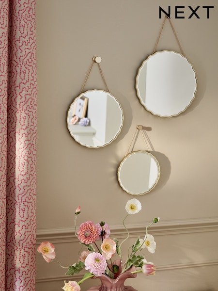 Set of 3 Gold Wiggle Mirrors (H25952) | AED347