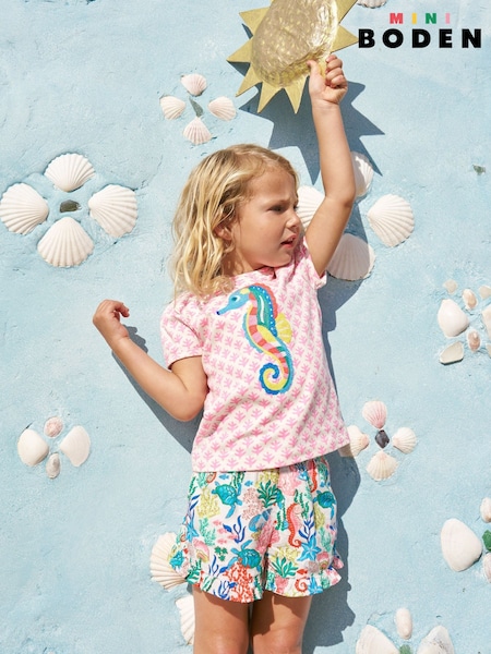 Boden Green Juniper Woven Frill 100% Cotton Shorts (H25960) | €35 - €41
