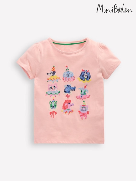 Boden Pink Puff Sleeve Superstitch 100% Cotton T-Shirt (H25963) | R$ 190 - R$ 205