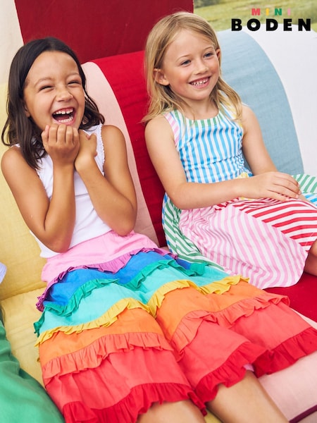 Boden Red Ruffle 100% Cotton Midi Skirt (H25964) | €57 - €64
