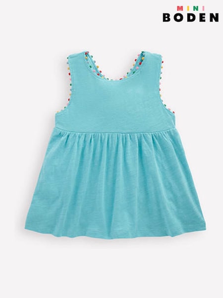 Boden Blue Cross-Back 100% Cotton Pom Top (H25966) | R$ 170 - R$ 190