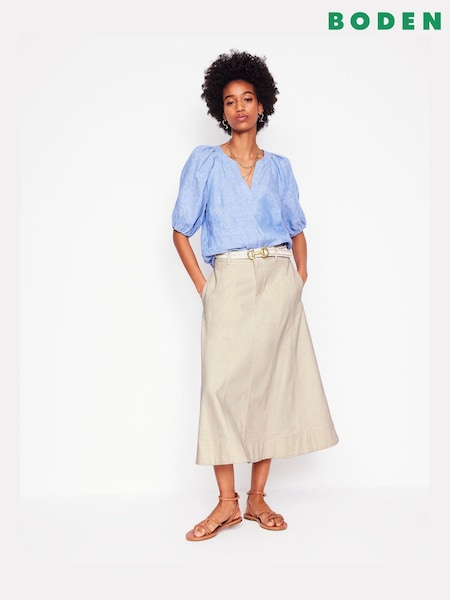 Boden Cream Panelled Full Denim Skirt (H25977) | €166