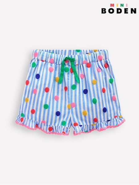 Modrá - Boden Juniper Woven Frill 100% Cotton Shorts (H25978) | 990 Kč - 1 150 Kč
