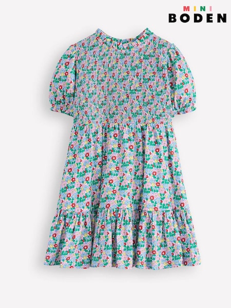 Boden Green 100% Cotton Aurora Shirred Twirly Dress (H25989) | kr386 - kr457
