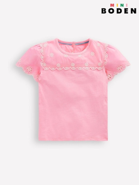 Boden Pink Broderie Sleeve T-Shirt (H25997) | $29 - $32