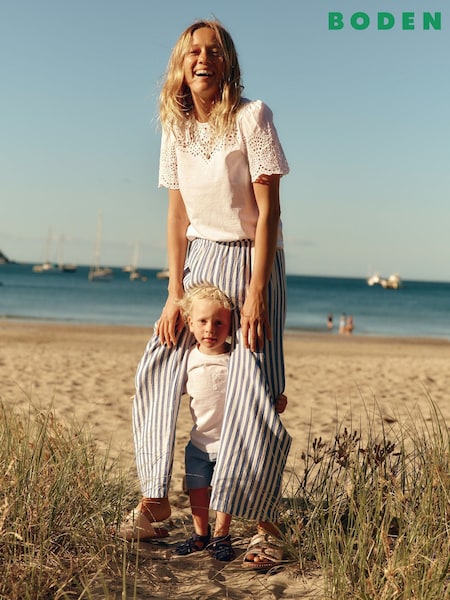 Albastru - Boden Cropped Double Cloth 100% Cotton Trousers (H26000) | 521 LEI
