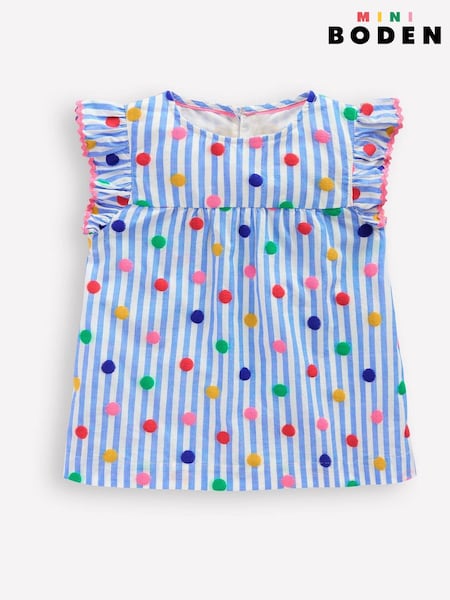 Boden Blue Juniper Frill Sleeve Woven 100% Cotton Top (H26007) | 1,502 UAH - 1,742 UAH