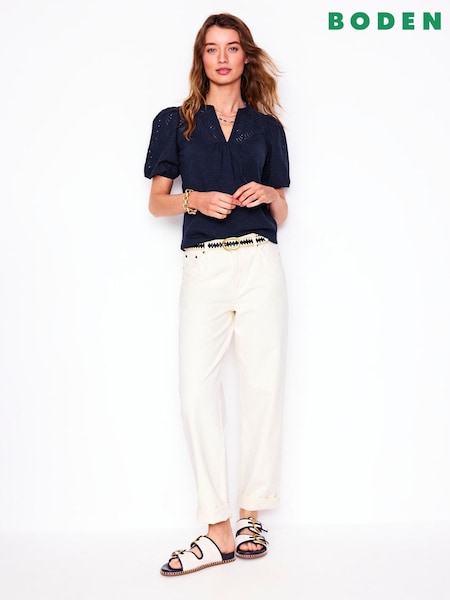 Boden Blue Dolly Broderie 100% Cotton Top (H26025) | €86