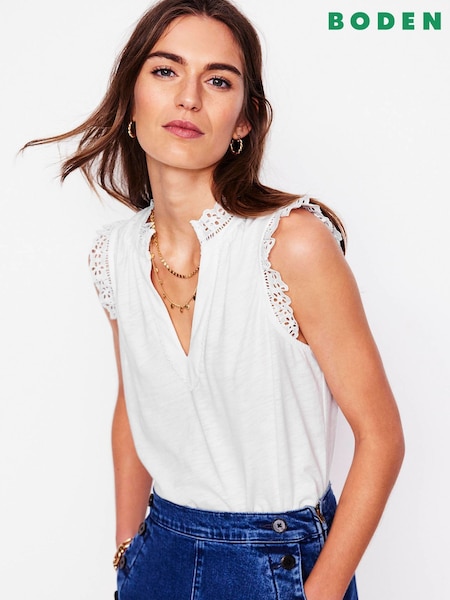 Boden Aria Broderie Trim Vest (H26054) | €69