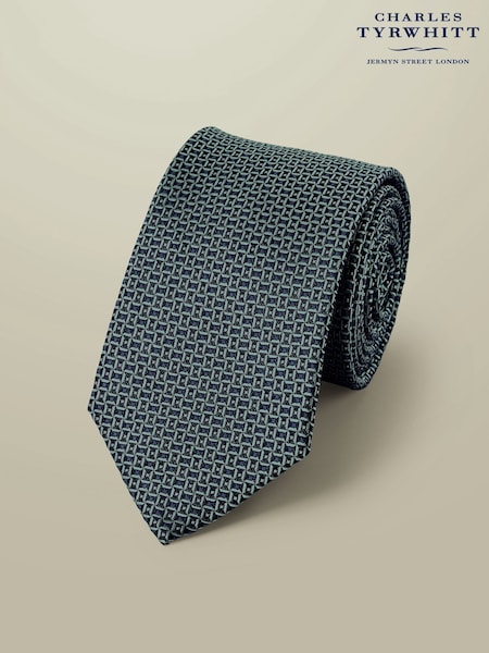 Charles Tyrwhitt Blue Silk Stain Resistant Semi Plain 1 Tie (H26112) | 173 QAR