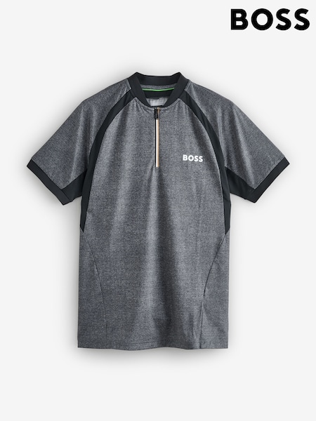BOSS Black Regular Fit Zip Neck Tech Polo Shirt (H26155) | €171