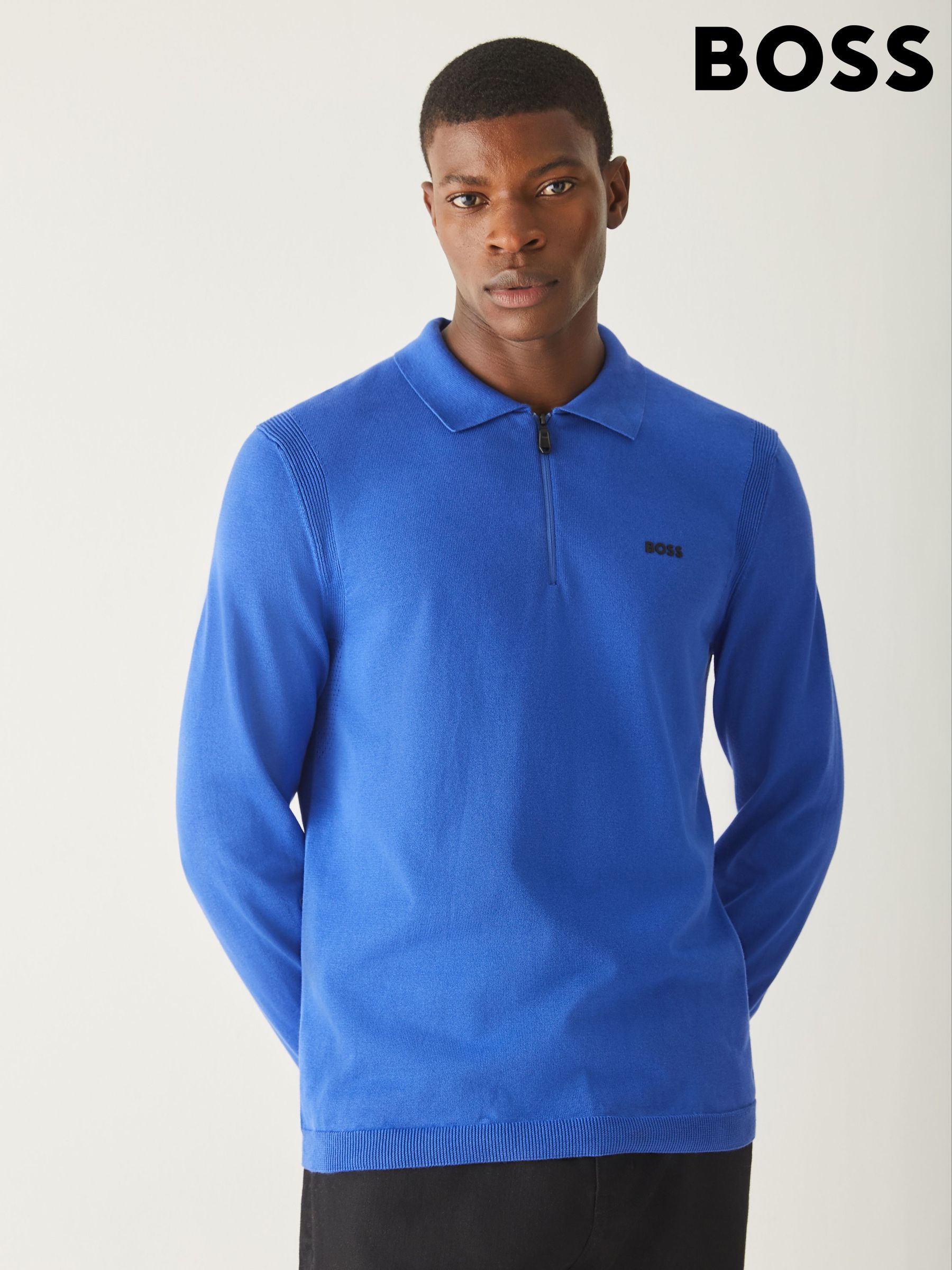 Buy Men's Polo Shirts Hugo Boss Zip Neck Essentials Online | Next