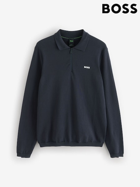 BOSS Blue Light Regular Fit Ever Zip Neck Polo Shirt (H26243) | €197