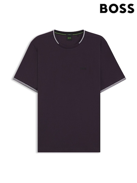 BOSS Purple Taul Tipped Regular Fit Logo T-Shirt (H26266) | 392 QAR