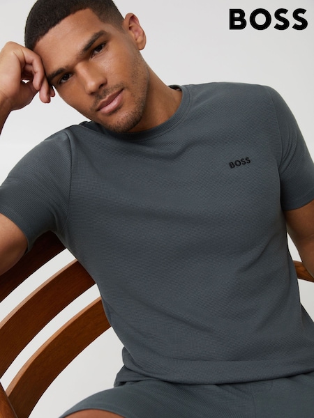 BOSS Green Logo Regualr-Fit Waffle T-Shirt (H26276) | 222 QAR