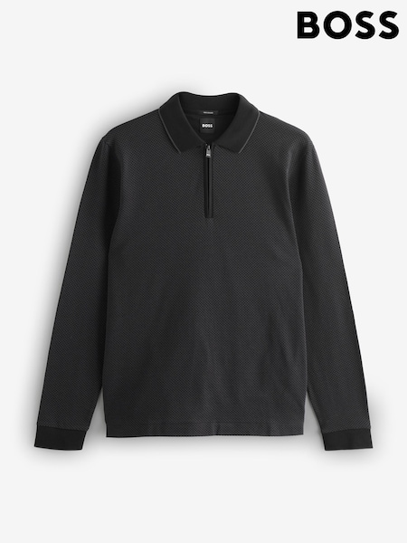 BOSS Black Peduzzi Zip Neck Long Sleeve Knitted Polo Shirt (H26279) | €184