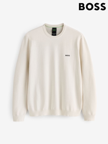 BOSS White Momentum Textured Detail Logo Jumper (H26299) | €178