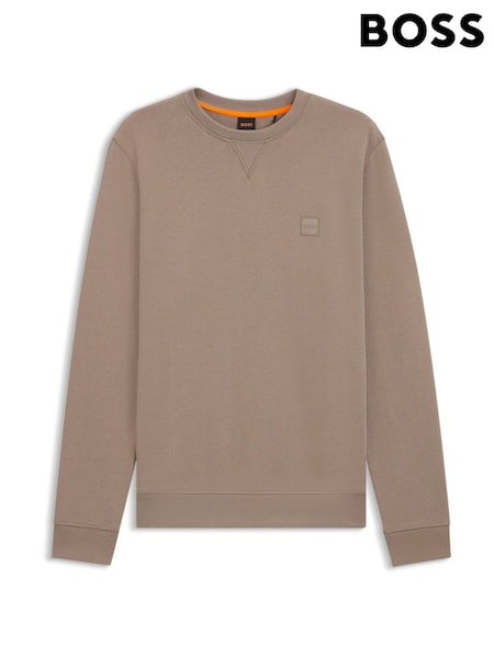 BOSS Brown Westart Crew Neck Logo Sweat Tops (H26308) | €140