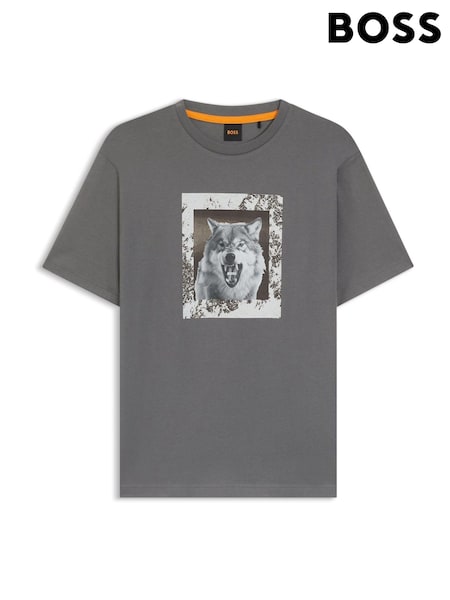 BOSS Grey Graphic Print Logo Regular Fit T-Shirt (H26357) | €83