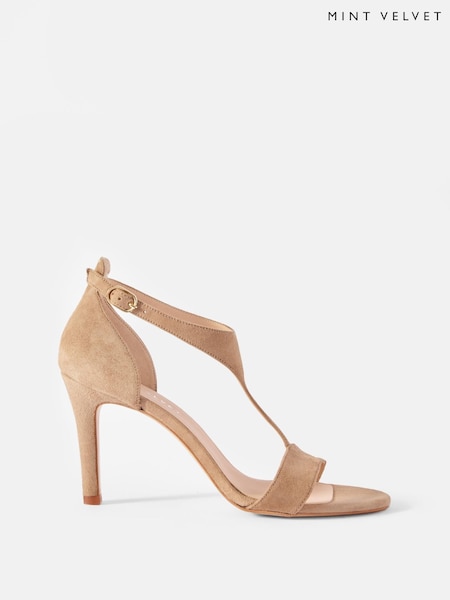 Mint Velvet Natural Tina Suede Strap Heels (H26385) | € 187