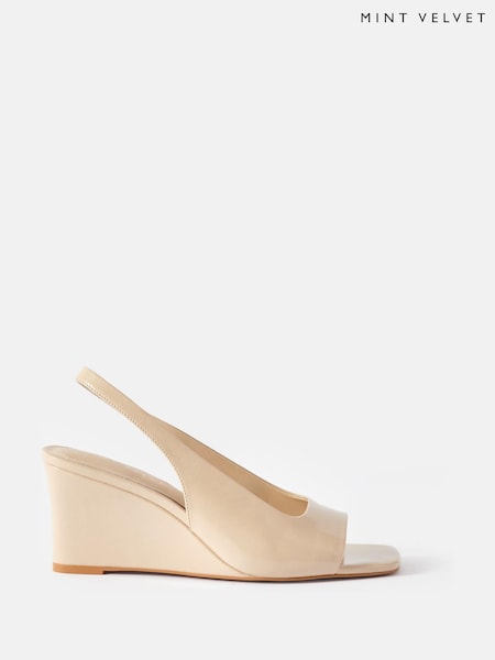 Mint Velvet Natural Sasha Leather Wedge Heels (H26410) | €159