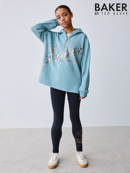 Baker by Ted Baker Sage Green 2 Piece Script Graphic Quarter Zip Hoodie & Leggings Set (H26463) | ‏179 د.إ.‏ - ‏ 209‏ د.إ.