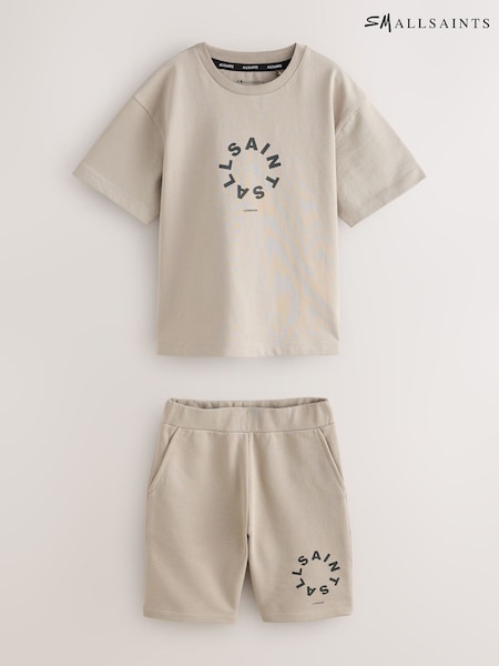 smALLSAINTS Light Brown Tierra T-Shirt and Sweat Shorts Set (H26465) | AED186 - AED221