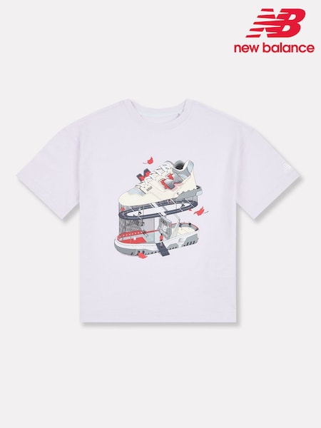 Violet - Tricou New Balance pentru copii, grafică ilustrată, centru de fitness, 100% bumbac (H26482) | 186 LEI - 223 LEI