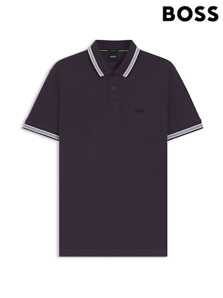 BOSS Purple Regular Fit Paddy Tipped Collar Polo Shirt (H26737) | €118