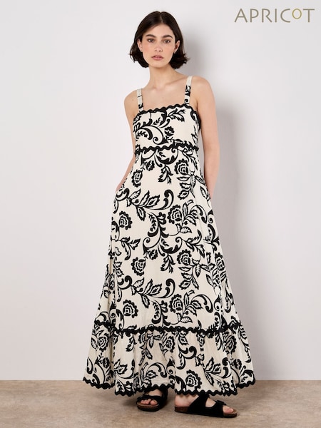Apricot Cream Monochrome Big Scale Sarasa Midi Dress (H26787) | €77