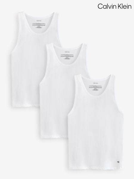 Calvin Klein White Lounge Tank Tops 3 Pack (H26790) | R$ 395