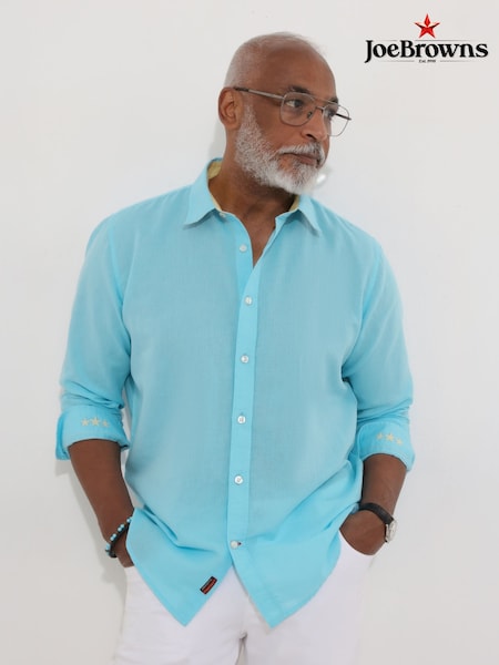 Joe Browns Blue Lightweight Summery Linen Blend Long Sleeve Shirt (H26815) | €57