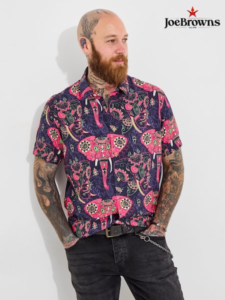 Joe Browns Pink Elephant Print Statement Short Sleeve Shirt (H26823) | $75