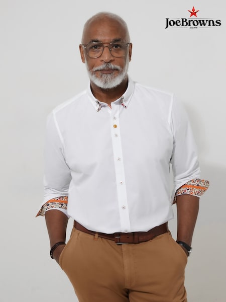 Joe Browns White 100% Cotton Double Collar Floral Shirt (H26828) | €57