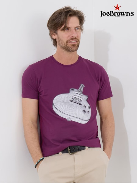 Joe Browns Purple 100% Cotton Heather Guitar Graphic T-Shirt (H26833) | €38