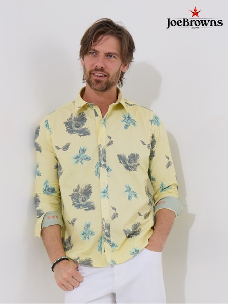 Joe Browns Yellow Floral Embroidered Long Sleeve Shirt (H26835) | AED262