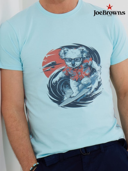 Joe Browns Blue 100% Cotton Koala Surfer Graphic Short Sleeve T-Shirt (H26844) | €36
