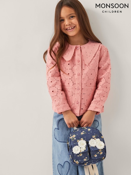 Monsoon Blue Daisy Denim Embellished Mini Backpack (H26852) | AED156