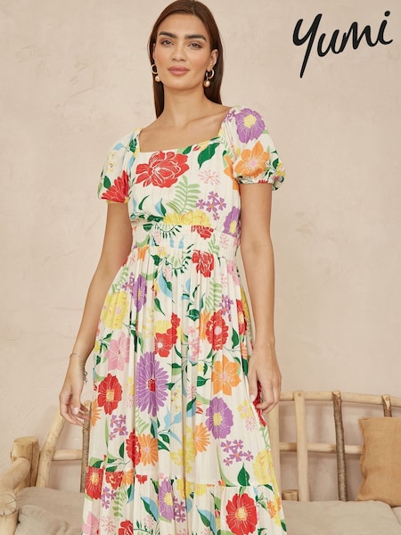 Yumi Cream Big Floral Midi Dress (H26896) | € 94