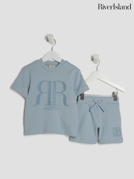 River Island Blue Boys 100% Cotton T-Shirt and Short Set (H26927) | €23