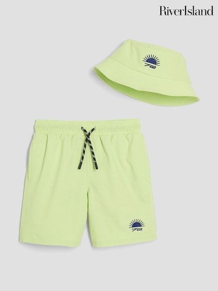 River Island Green Boys Short And Hat Set (H26933) | ₪111